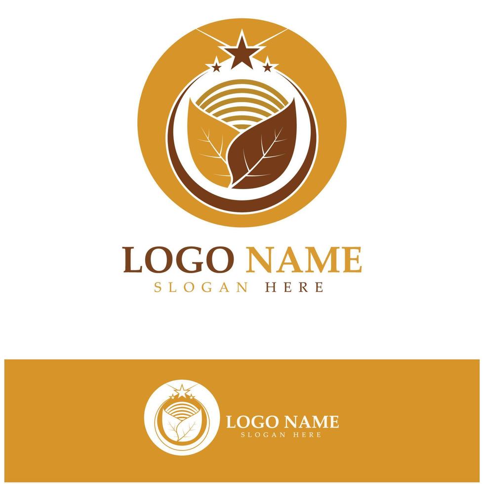 logotipo de hoja de tabaco, campo de tabaco y vector de diseño de plantilla de logotipo de cigarrillo de tabaco