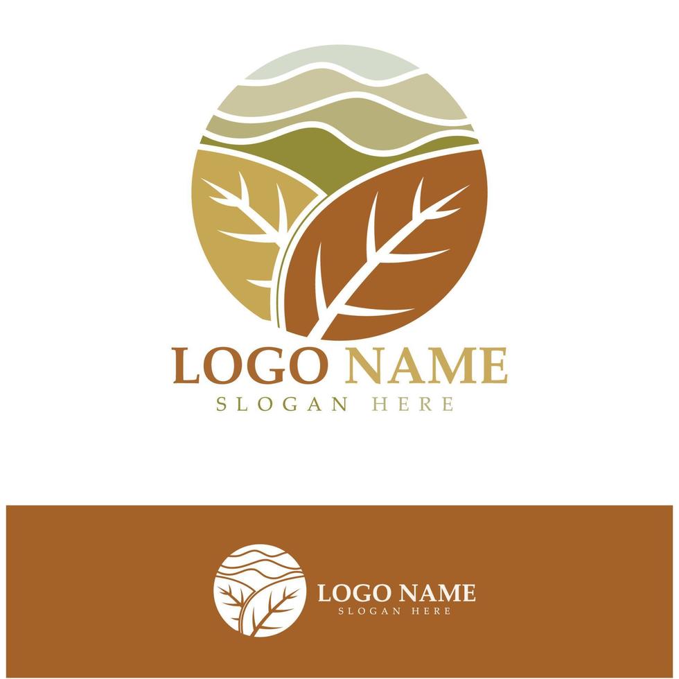 logotipo de hoja de tabaco, campo de tabaco y vector de diseño de plantilla de logotipo de cigarrillo de tabaco