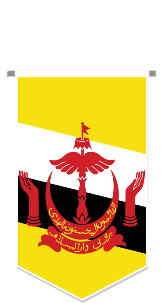 Brunei flag in soccer pennant, various shape. png