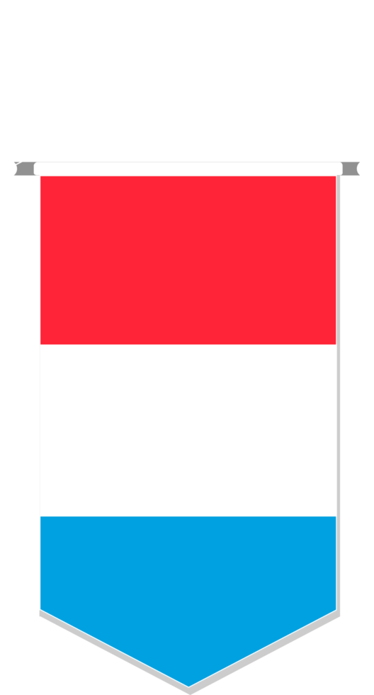 Luxembourg flag in soccer pennant, various shape. png