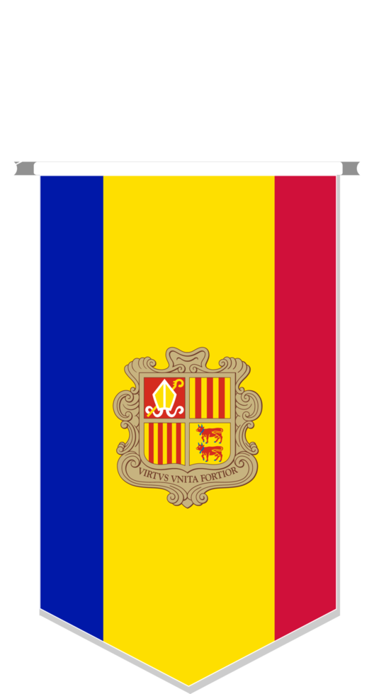 Andorra flag in soccer pennant, various shape. png