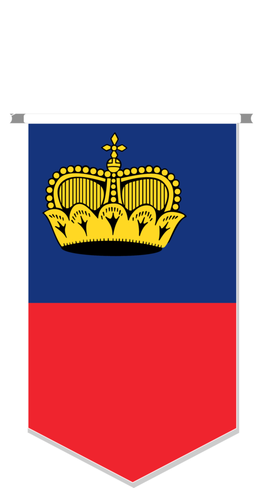 Liechtenstein flag in soccer pennant, various shape. png
