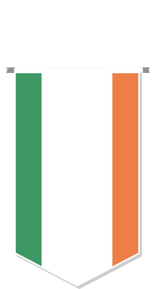 Ireland flag in soccer pennant, various shape. png