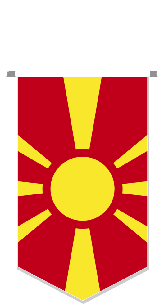 North Macedonia flag in soccer pennant, various shape. png