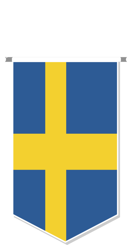 Sweden flag in soccer pennant, various shape. png