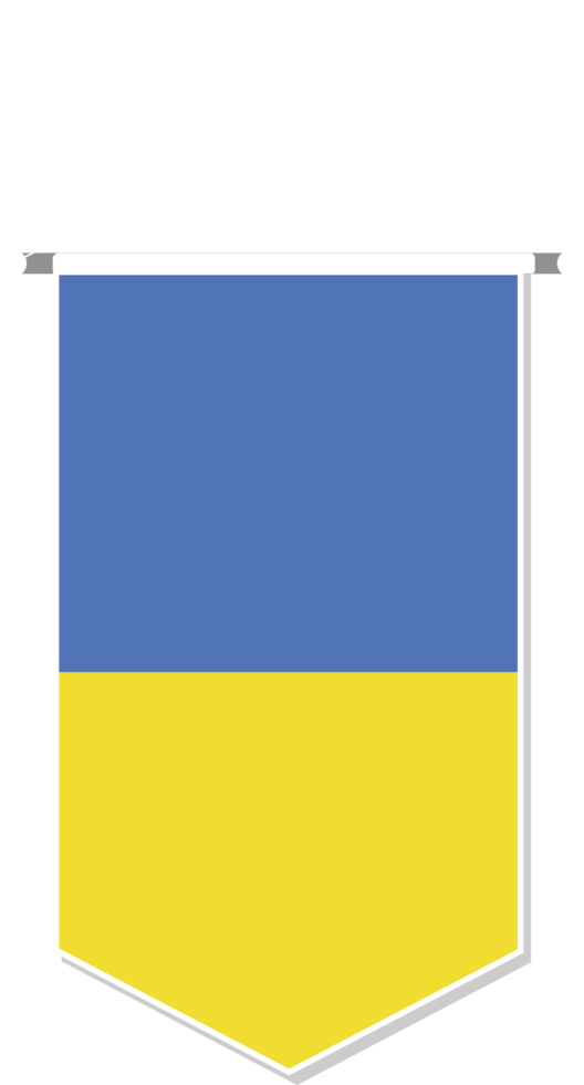 Ukraine flag in soccer pennant, various shape. png