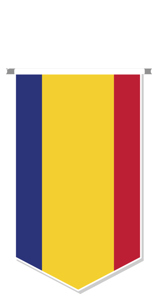 Romania flag in soccer pennant, various shape. png