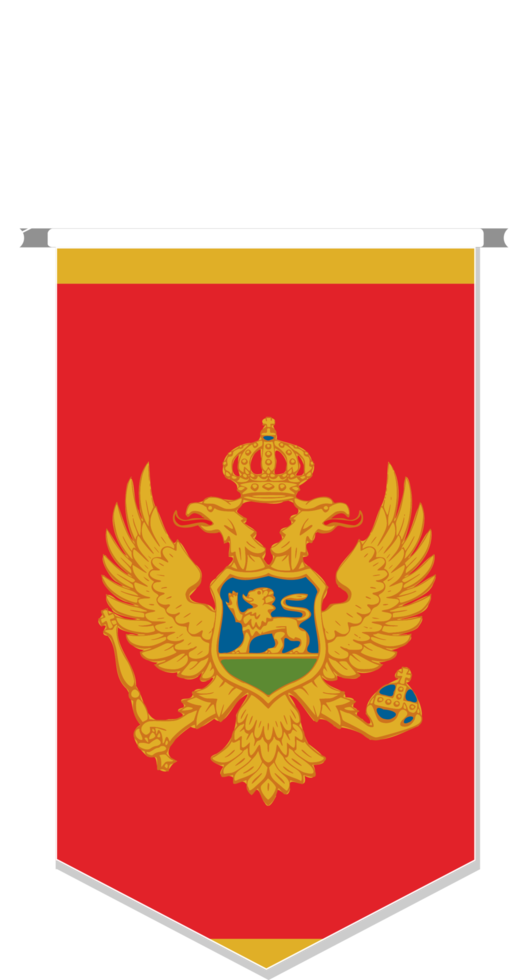 Montenegro-Flagge im Fußballwimpel, verschiedene Formen. png