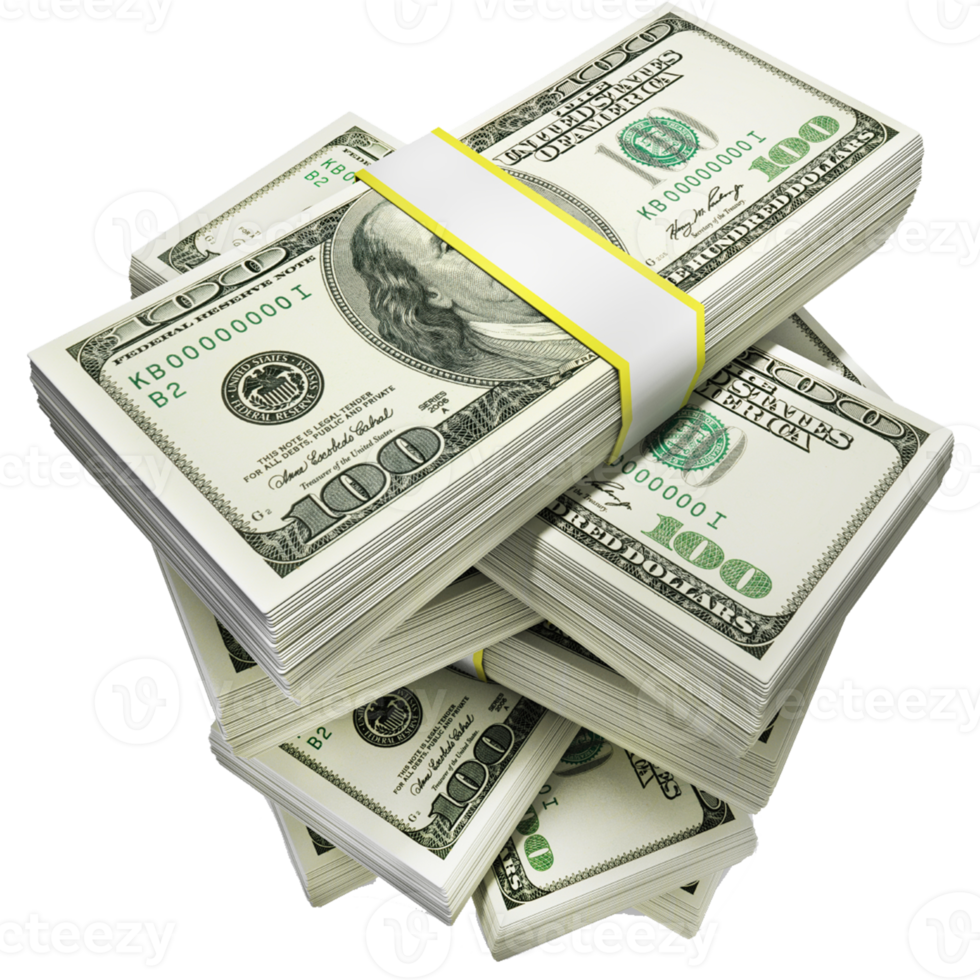 stack of dollars isolated png