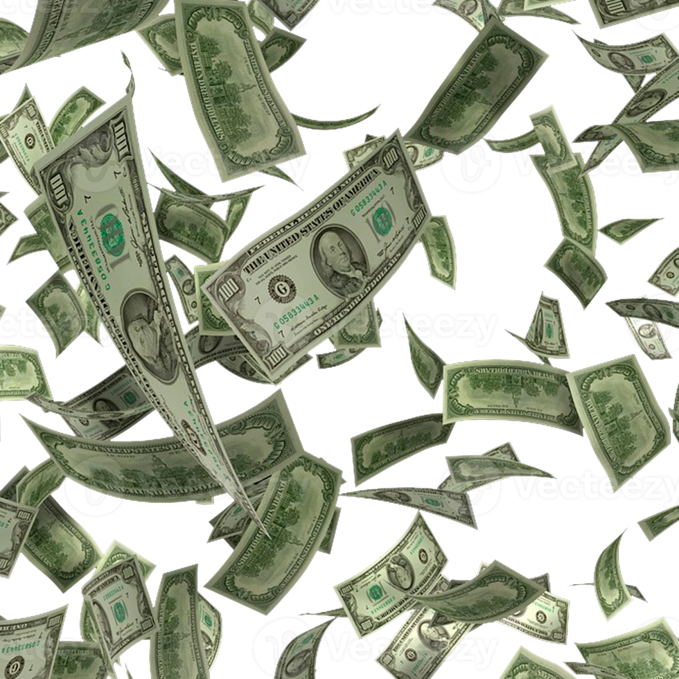 dollar bills falling down background overlay png