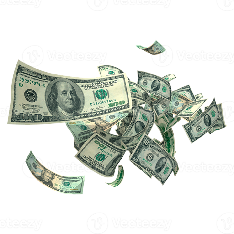 dollar bills falling down background overlay png