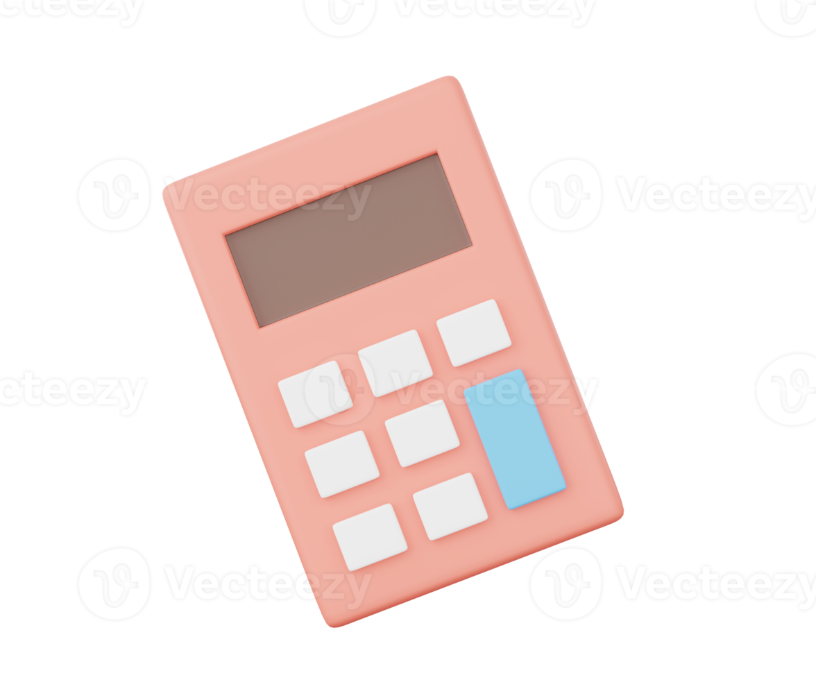 3D calculator icon. pink calculator. 3D rendering png