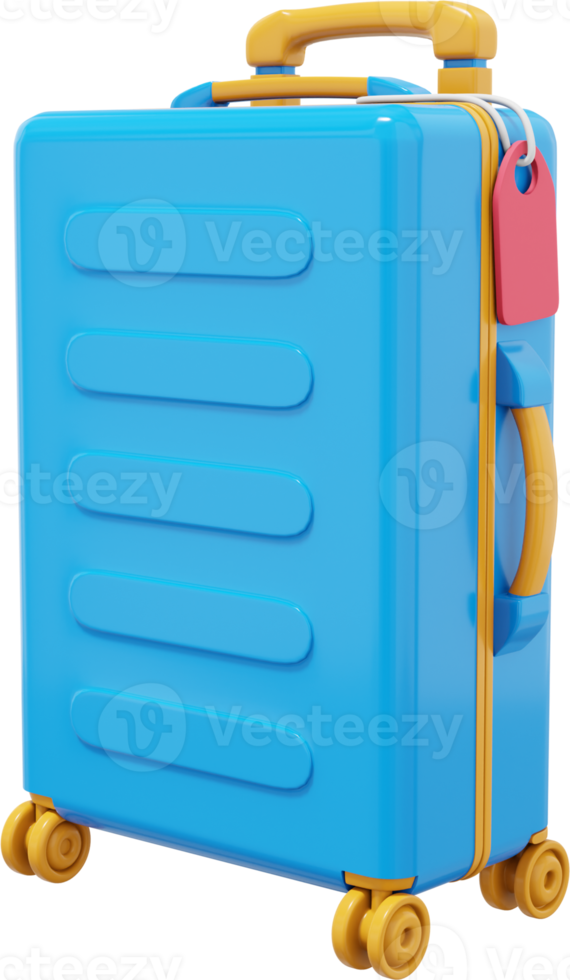 Multicolored suitcase. PNG transparent background. Travel luggage. 3d rendering.