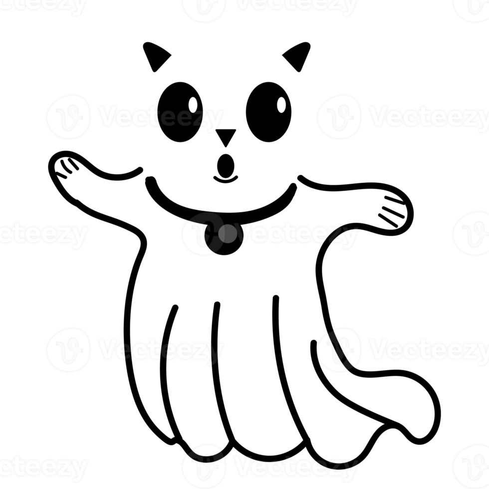 lindo gato fantasma kawaii con orejas png