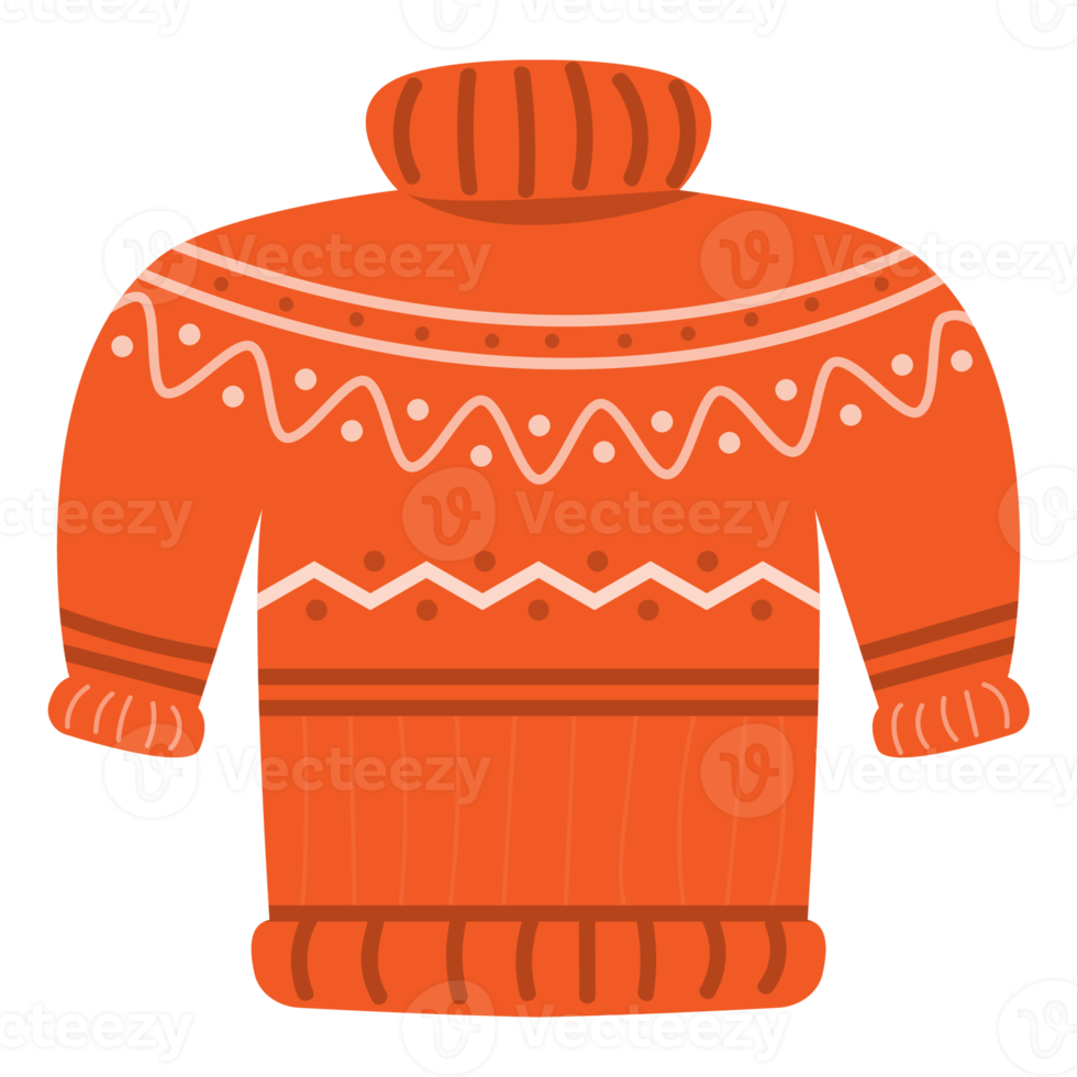 Multicolored warm sweater. Clothing for winter holidays, New Year or Christmas style png