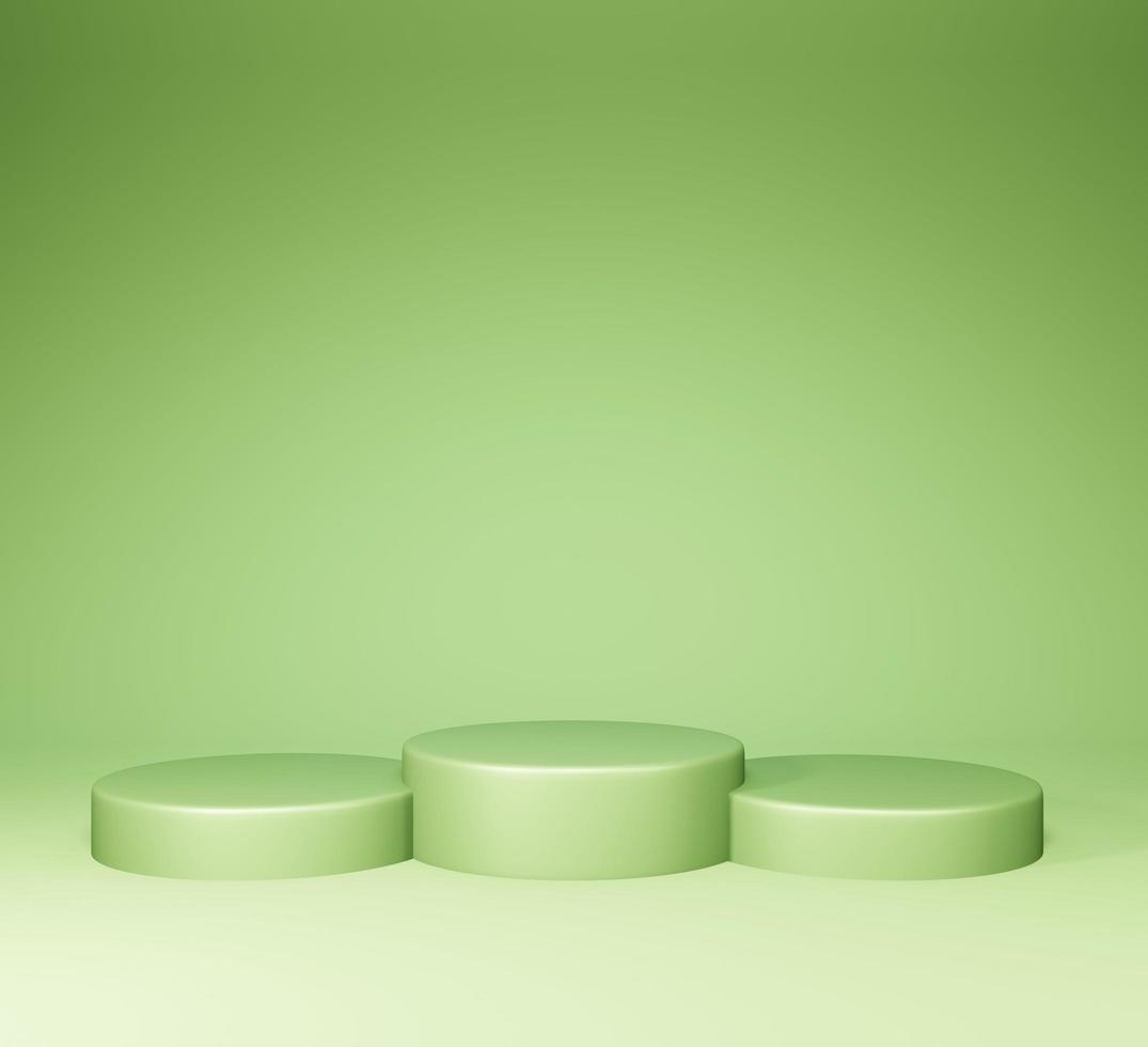3D Podium backdrop. Blank product shelf standing backdrop. Green concept photo