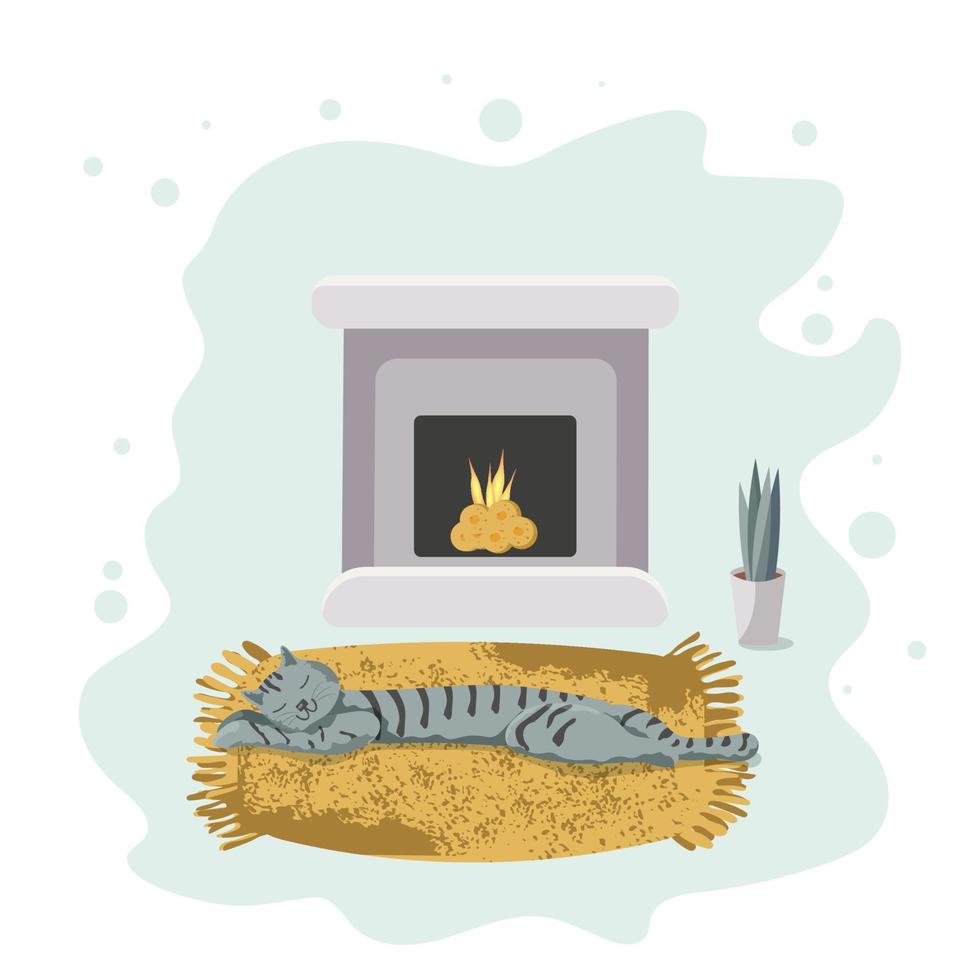 Cute and relaxed sleeping cat vector