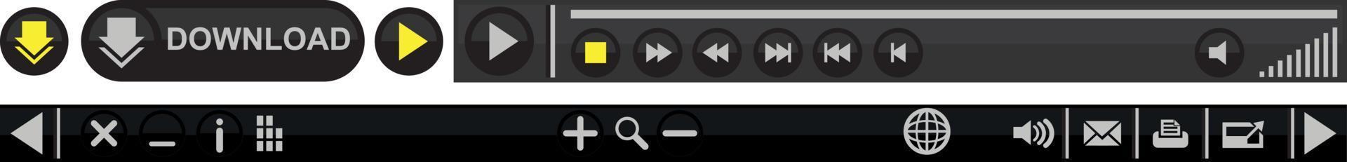 Media icon set - flipbook and media player vector