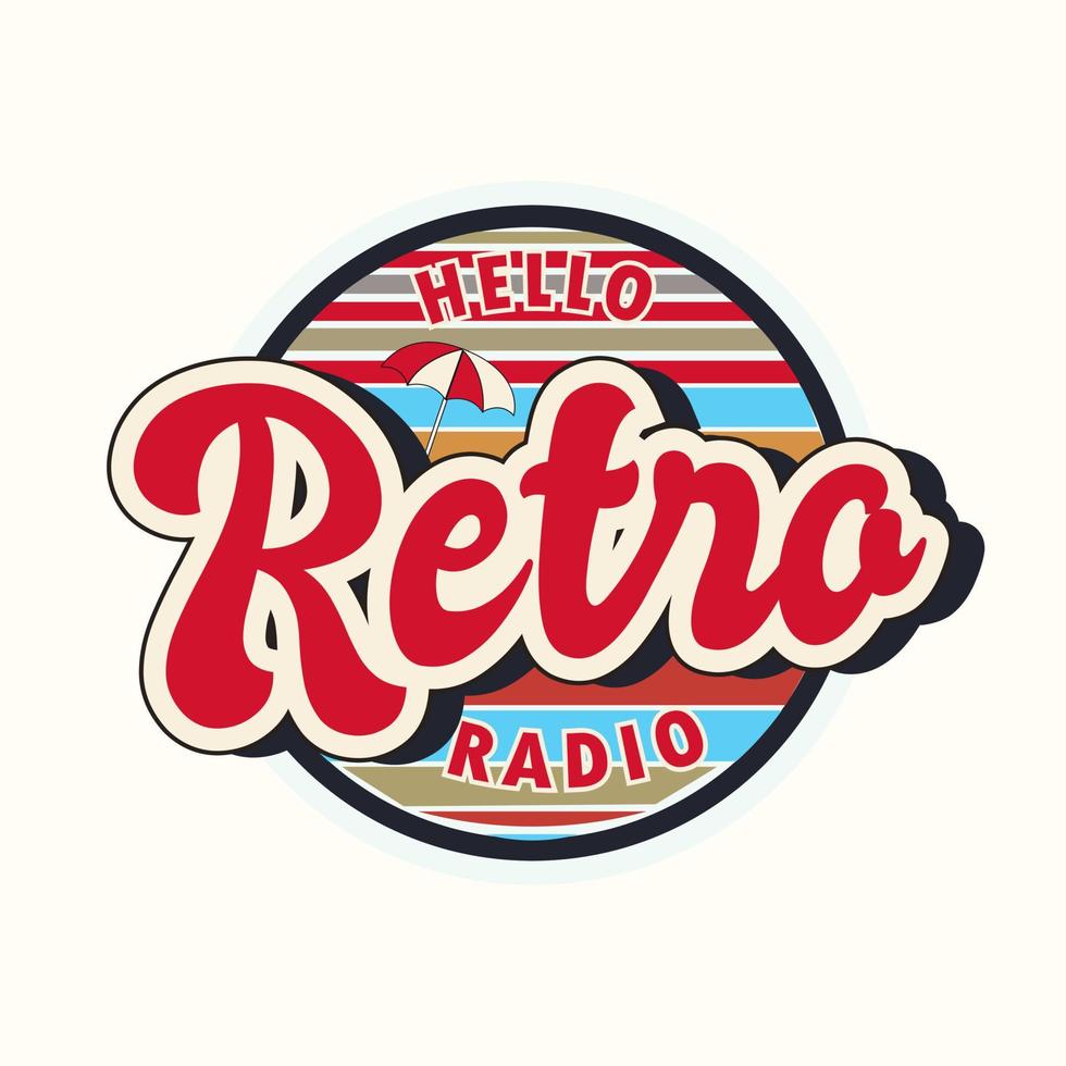 Retro radio, vintage editable 70s and 80s, Retro and classic text style vector