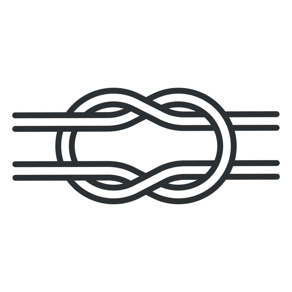 Cable rope, sea knot or loop. Hercules knot line icon. Reef Knot logo. Weaver's Knot.  Vector illustration