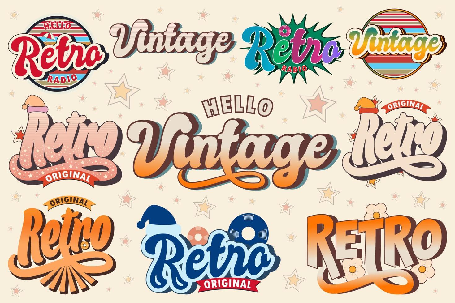 Retro original classic background, vintage, editable 70s and 80s, Retro and classic text style vector