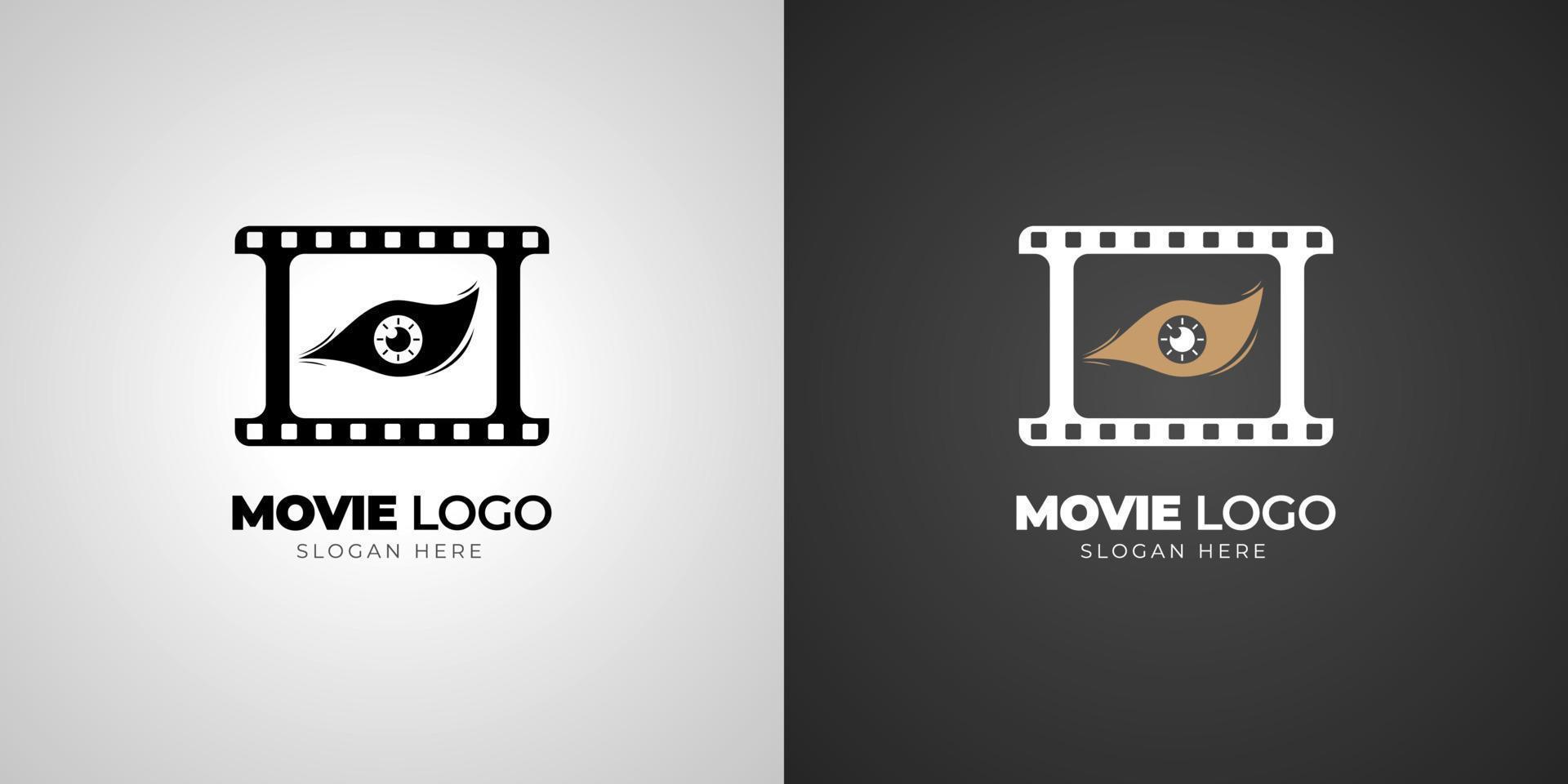 logotipo de película de cine con plantilla de fondo degradado vector