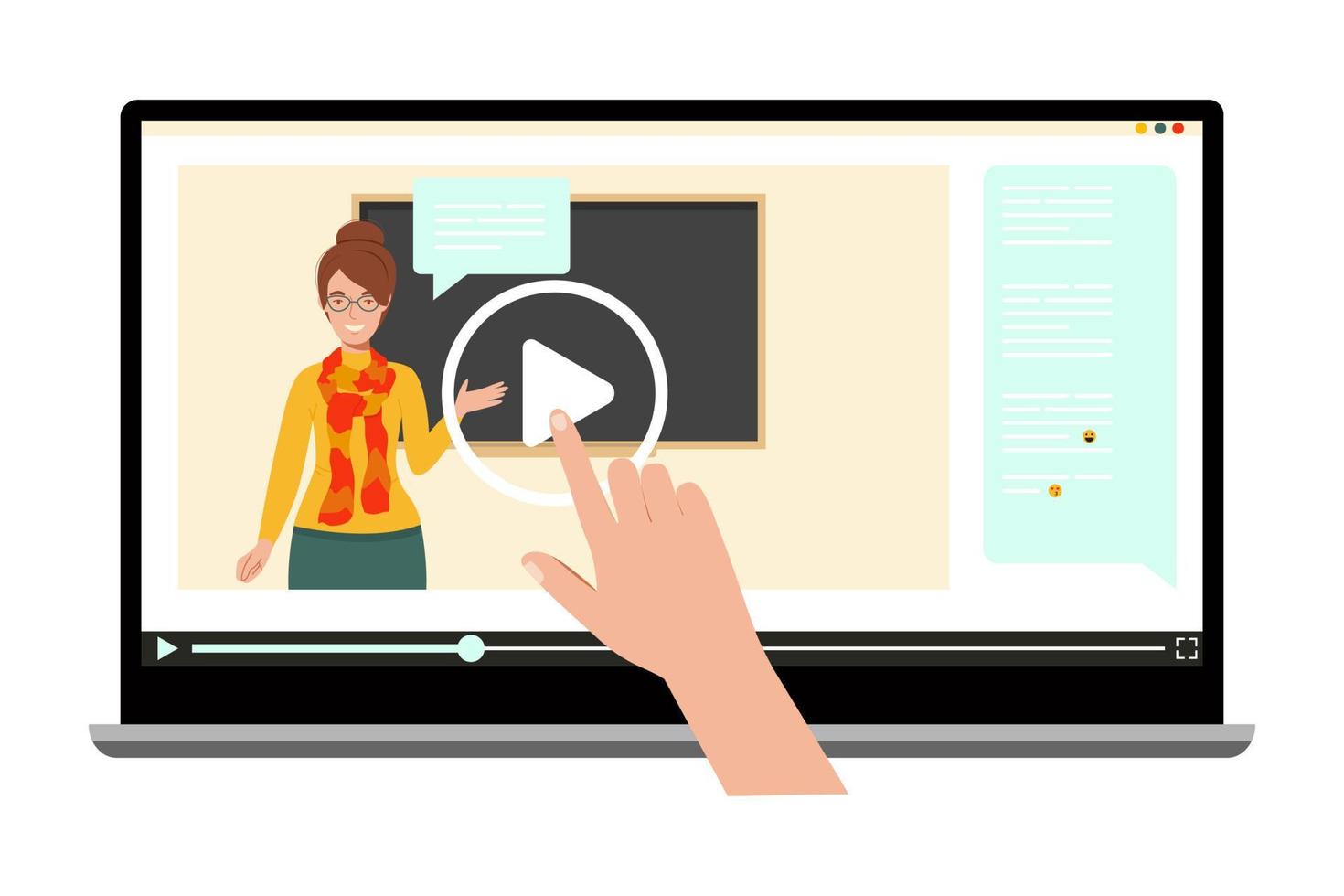 Vector illustration of a webinar, online conference, lectures and