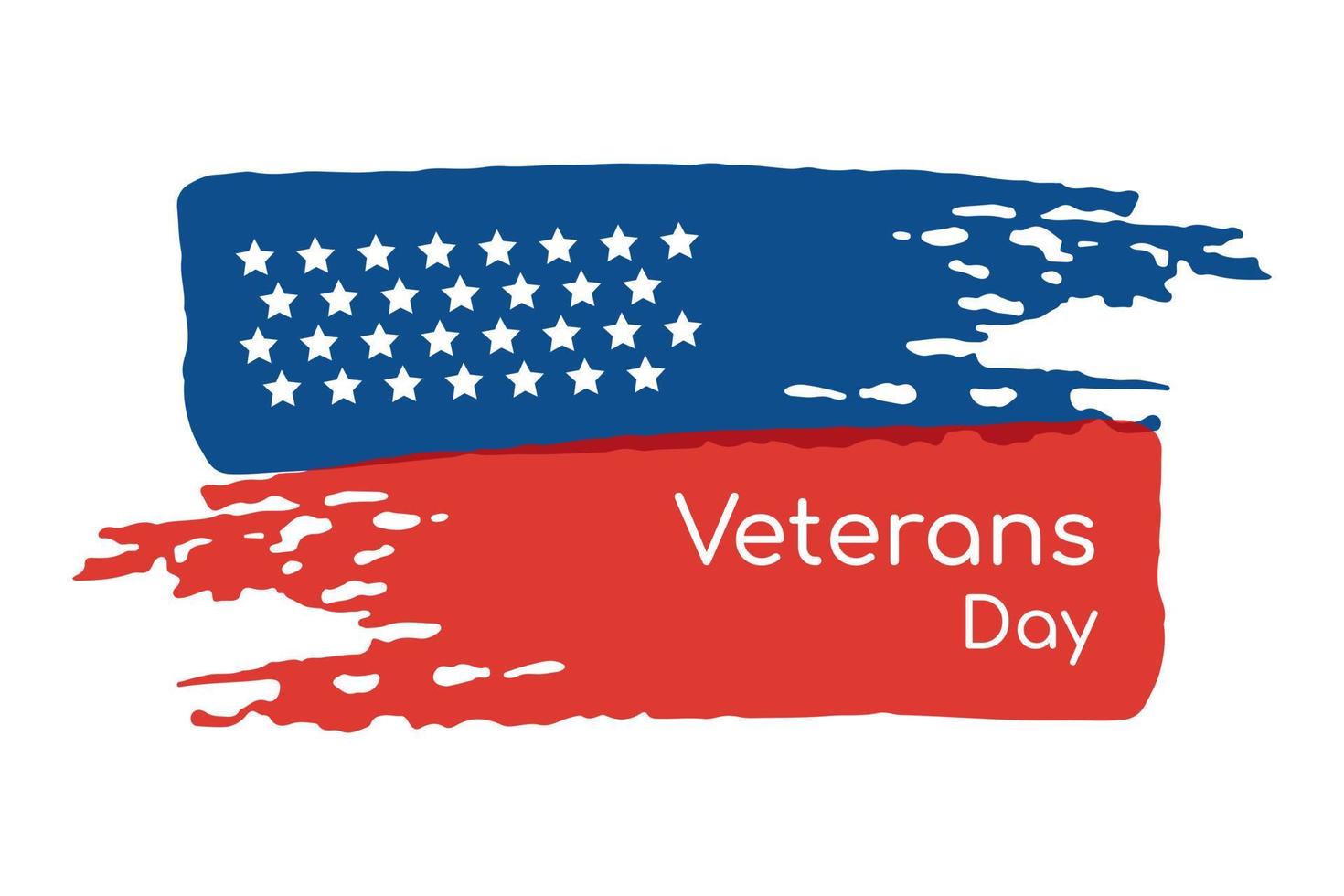 USA Veterans Day background. Abstract grunge brush strokes in flag colors with text vector