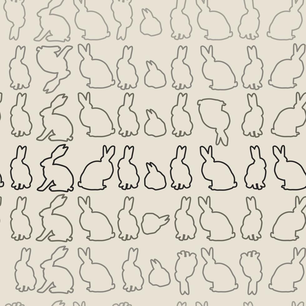 A pattern from a set of Rabbits, hares contour of different shades of gray. Isolated White Background, spots, shadows. Vector illustration in chaos in the mix.