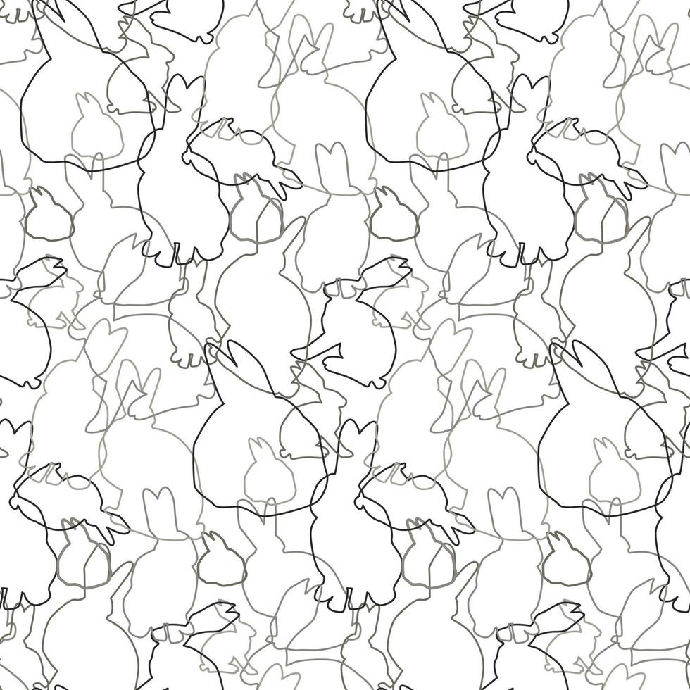 A pattern from a set of Rabbits, hares contour of different shades of gray. Isolated White Background, spots, shadows. Vector illustration in chaos in the mix.