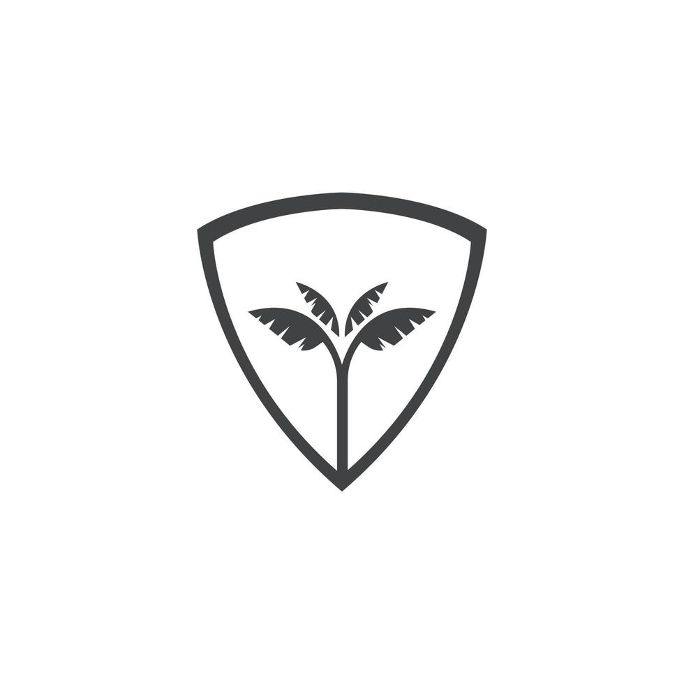 Vector illustration of shield combination leaf logo design