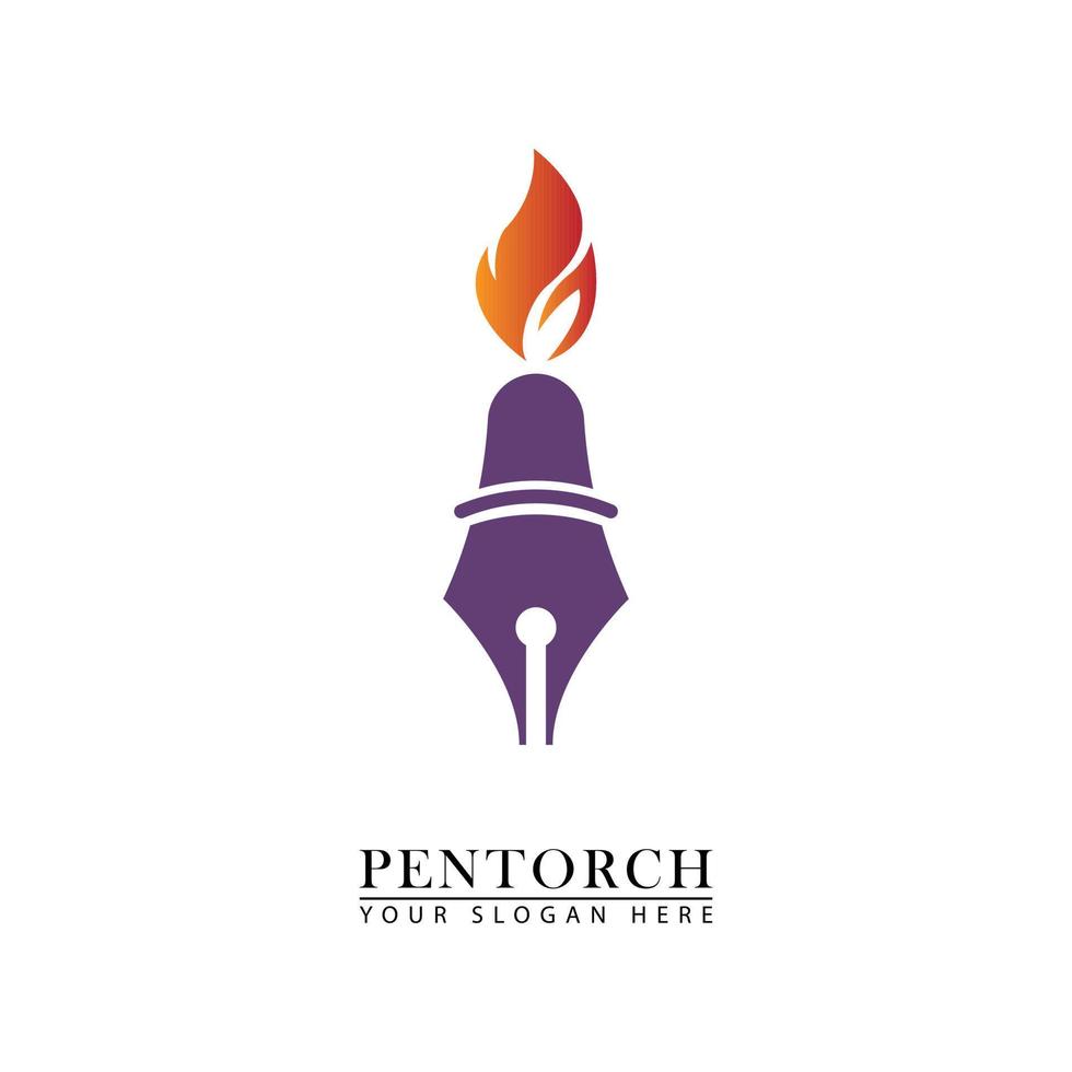 abstract torch pen icon logo vector