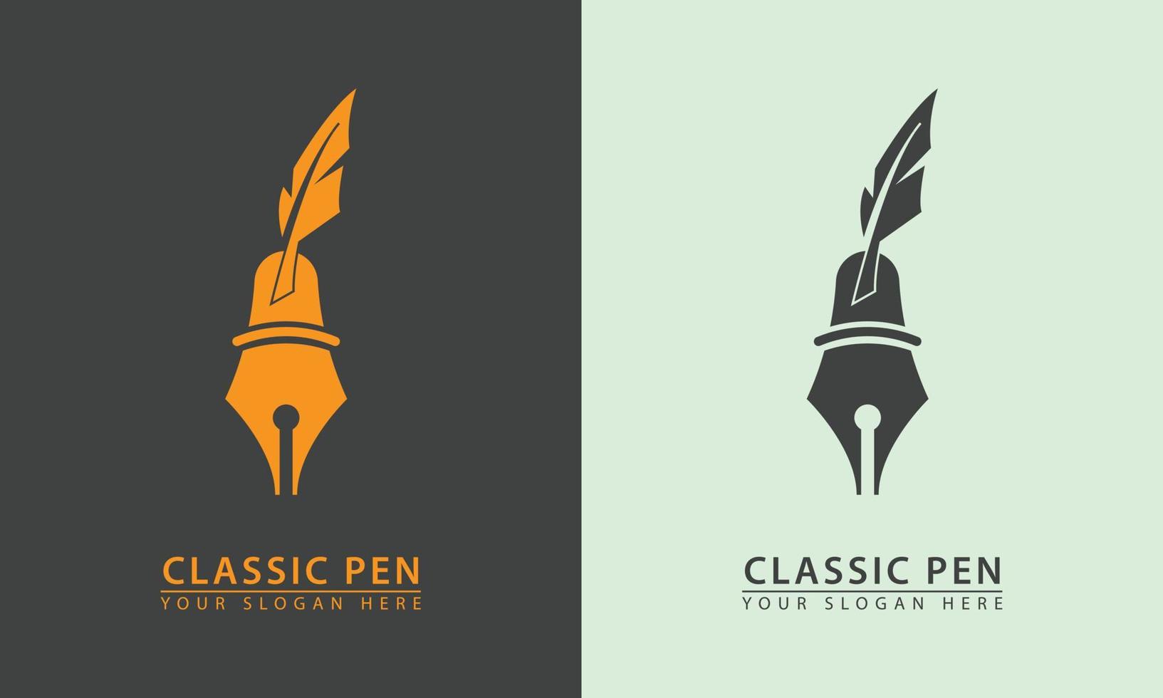 abstract classic pen icon logo vector