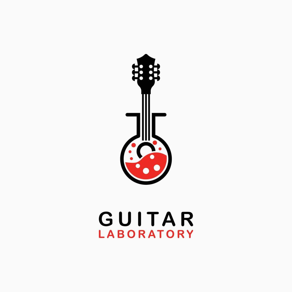 icono de logotipo de vector de laboratorio de guitarra simple
