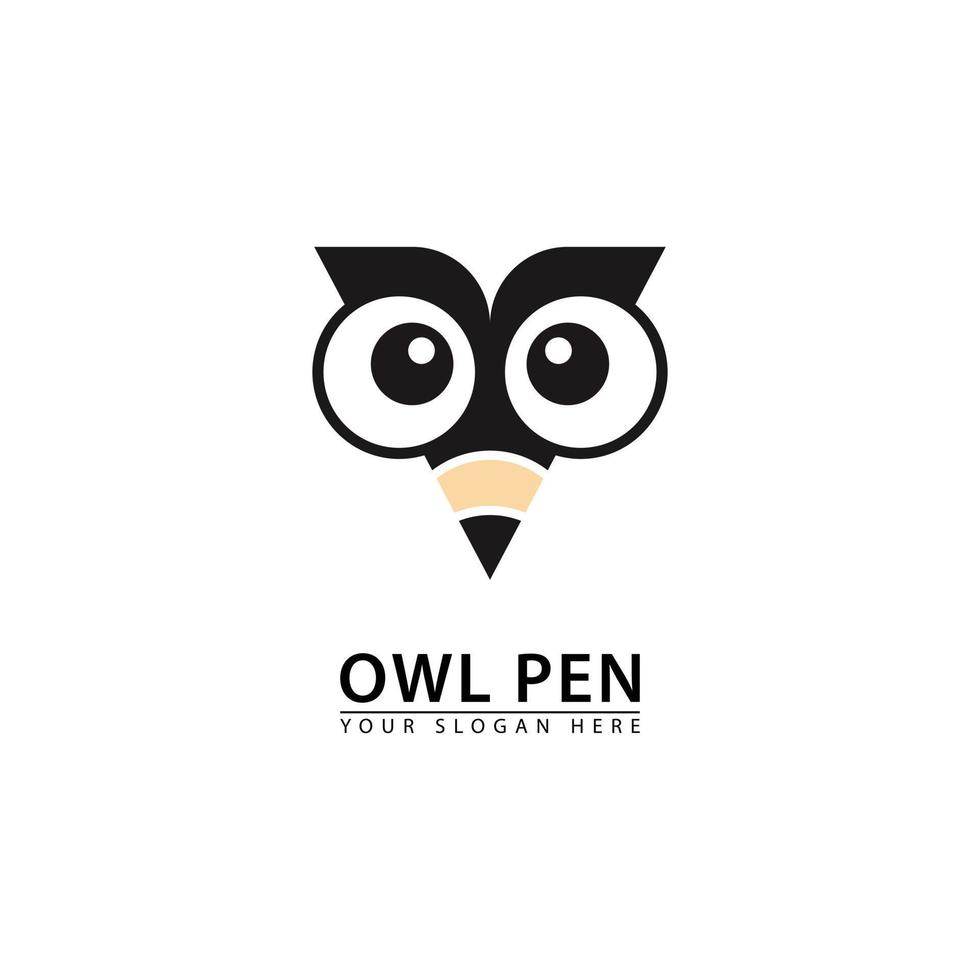 writing pen beak combination owl logo icon. vector