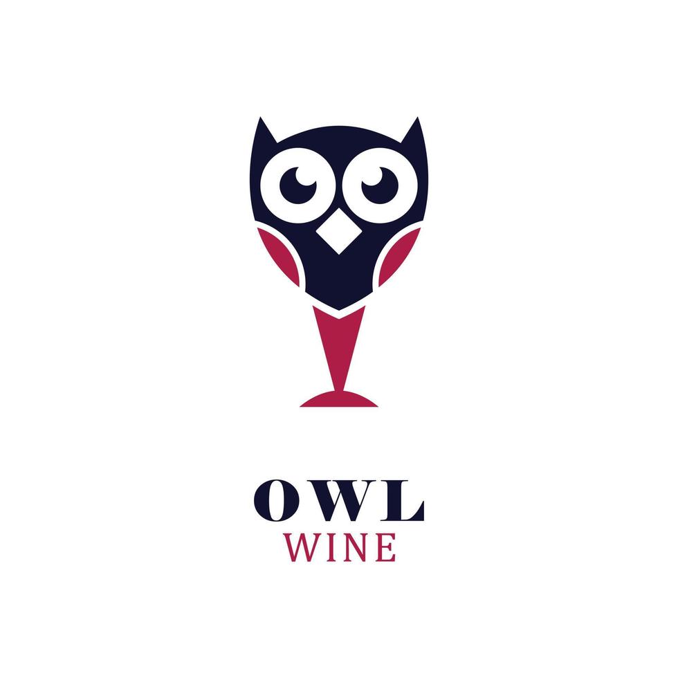 wine combination owl abstract logo icon. vector