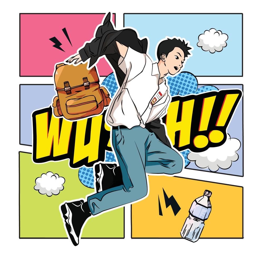 Indonesia boy student with comic style vector