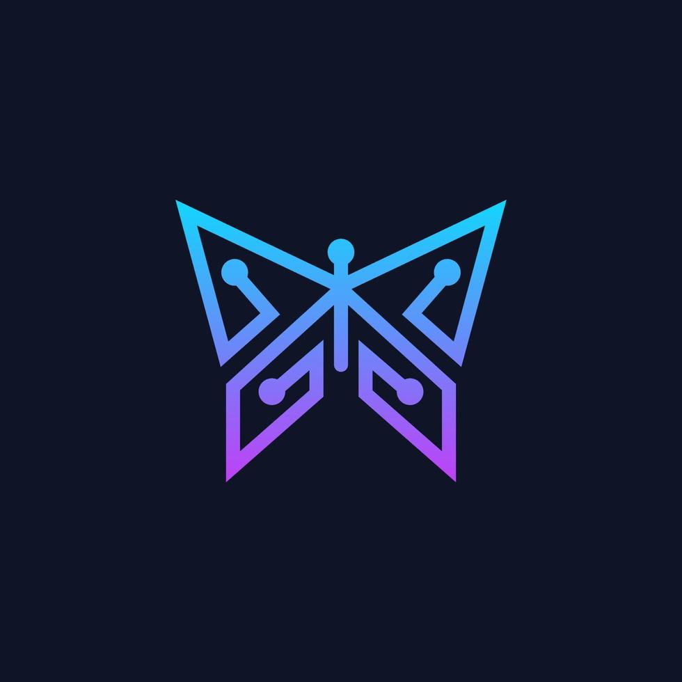 ideas simples de logotipos de tecnología de mariposas vector
