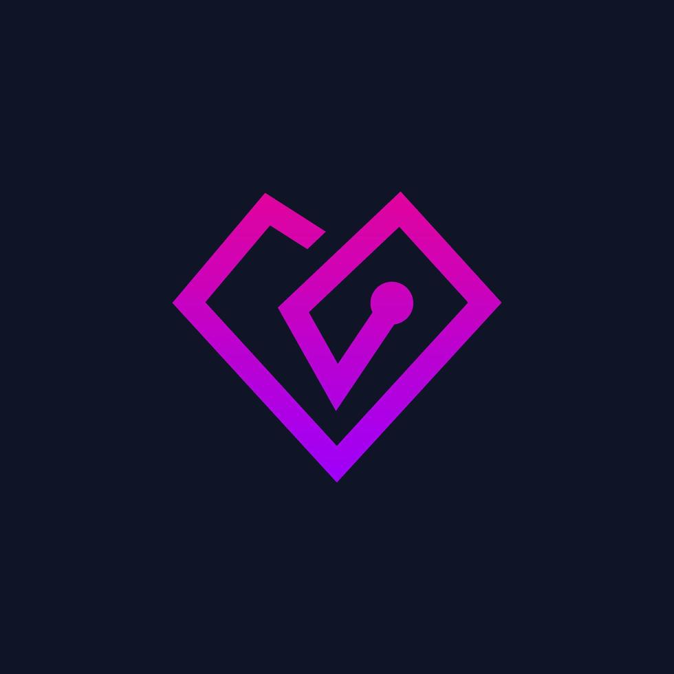 Love Tech Simple Logo Line  Concept Ideas vector