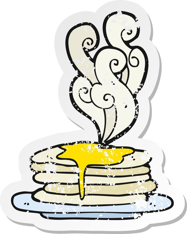 retro distressed sticker of a cartoon stack of pancakes vector
