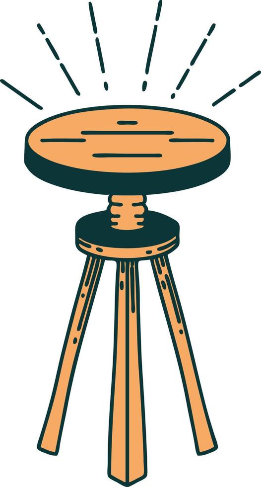 illustration of a traditional tattoo style wooden stool vector