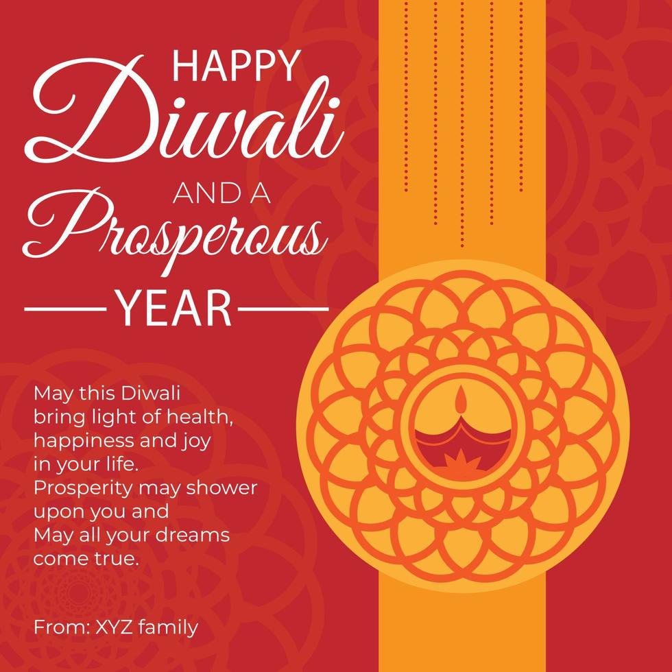 Personalized Vector Happy Diwali greeting card