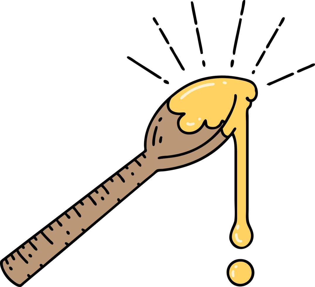 illustration of a traditional tattoo style spoonful of honey vector