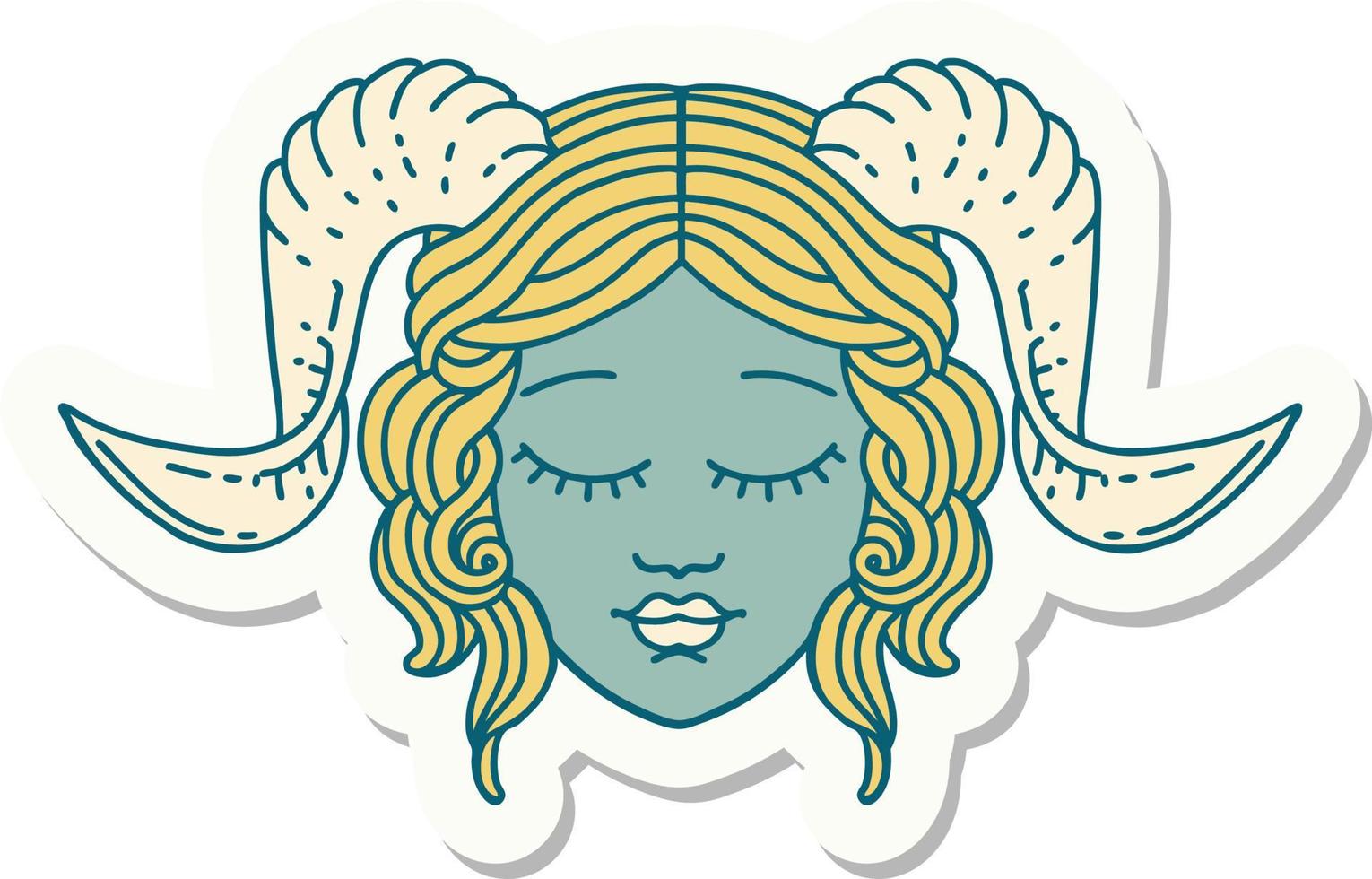 sticker of a tiefling character face vector