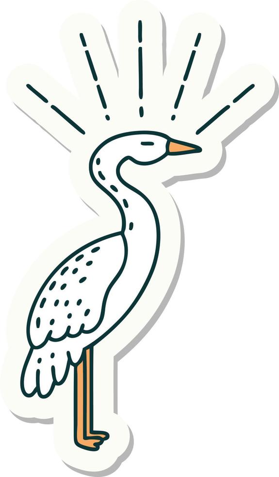 sticker of a tattoo style standing stork vector