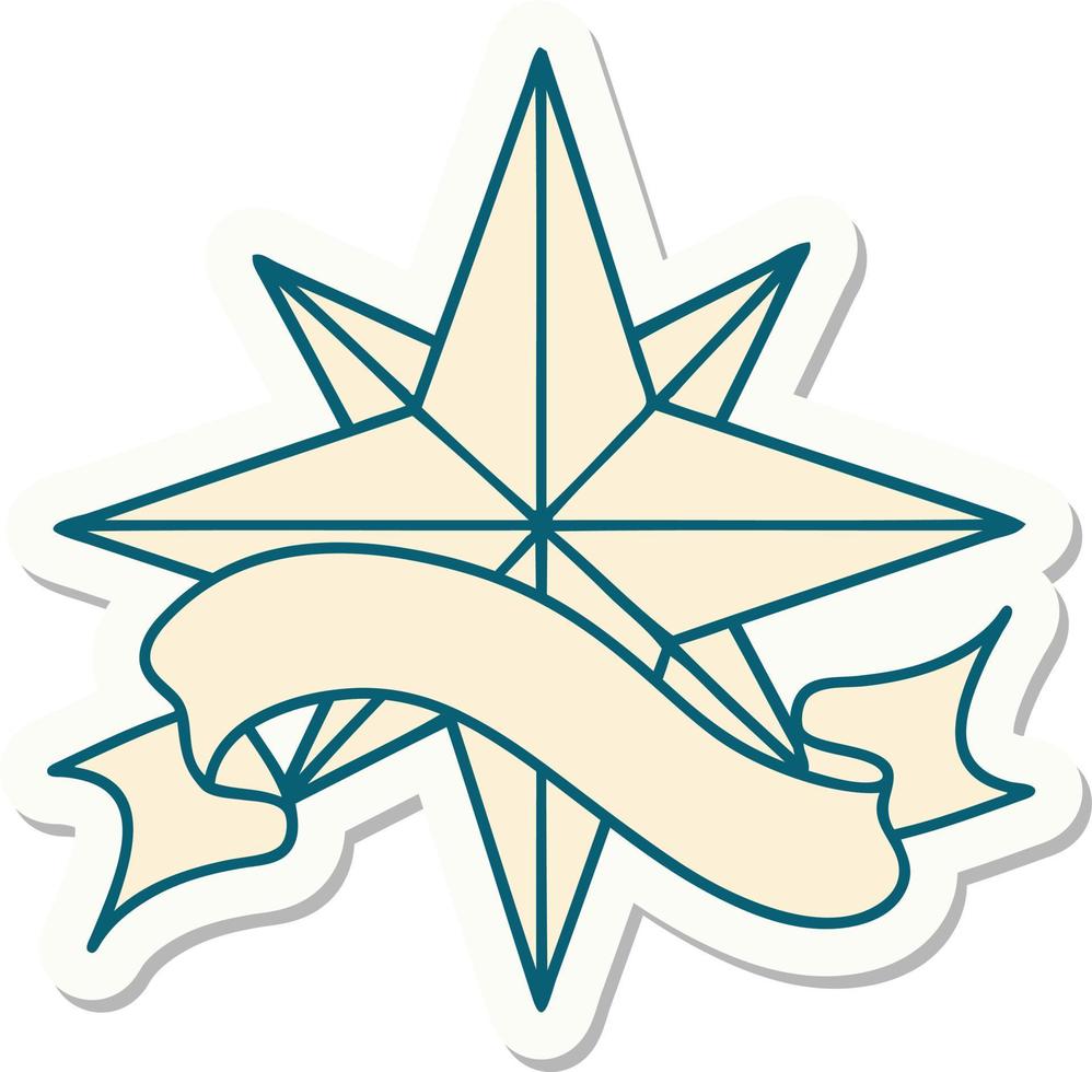 tattoo style sticker with banner of a star vector