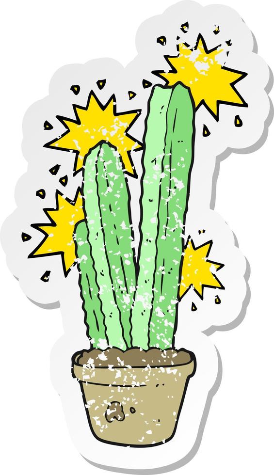 retro distressed sticker of a cartoon cactus vector