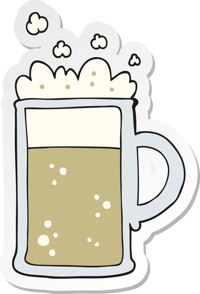 sticker of a cartoon tankard of beer vector