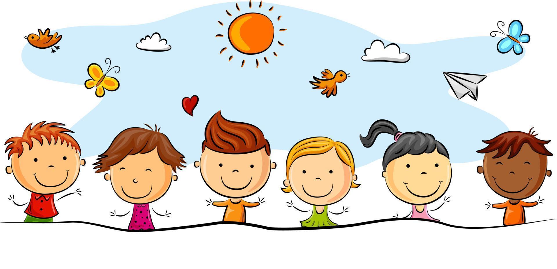 Happy kids cartoon with different pose vector