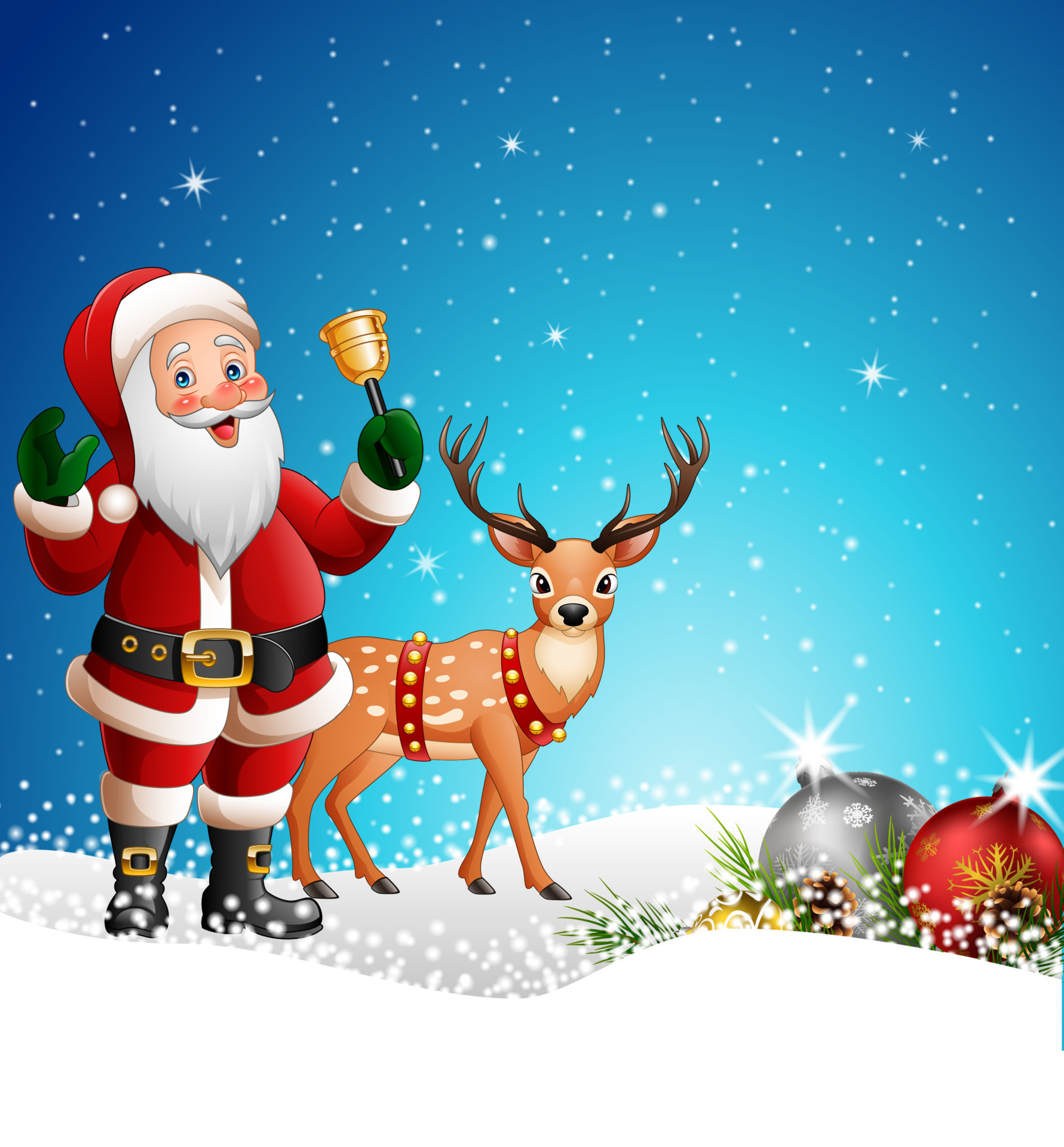 Christmas background with Santa Claus ringing bell 11795215 Vector Art